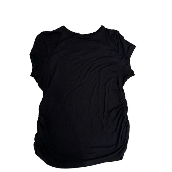 NWT Candies Black Ribbed Cage Neck Ruched Tee Shirt 3X - Picture 2 of 8